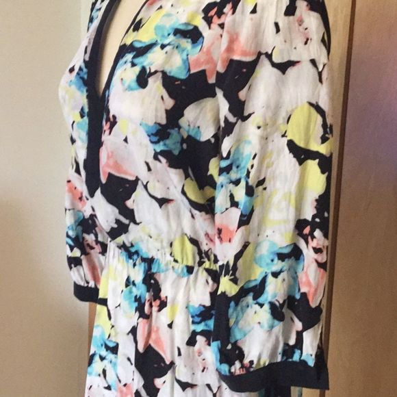 Parker Silk Floral 3/4 Sleeve T-shirt Hem dress - Picture 4 of 12